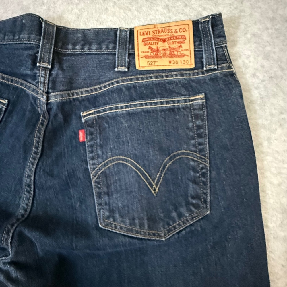 Levis 527 Mens Low Boot Cut Jeans Dark Wash Denim W38‎ L30 - Picture 15 of 16